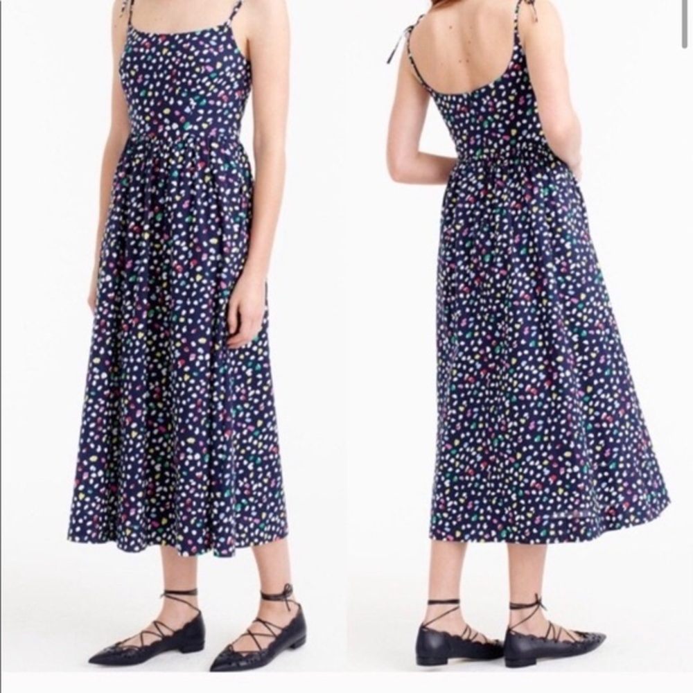 J. Crew Navy Dress with Colorful Dots